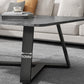 Glam Style Rectangular Slate Cocktail Table with Cross Legs Base Coffee Table