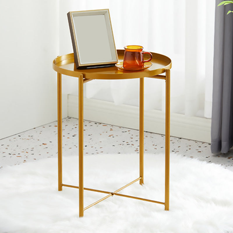 Mid-Century Modern Cross Legs Coffee Table with Round Top in Iron Gold Shelves Not Included Clearhalo 'Coffee & Accent Tables' 'Coffee Tables' 'coffee_tables' 'furn' 'furn_coffee_tables' 'Furniture' 'Living Room Furniture' 5469837