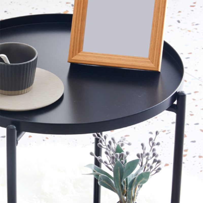 Mid-Century Modern Cross Legs Coffee Table with Round Top in Iron Clearhalo 'Coffee & Accent Tables' 'Coffee Tables' 'coffee_tables' 'furn' 'furn_coffee_tables' 'Furniture' 'Living Room Furniture' 5469840