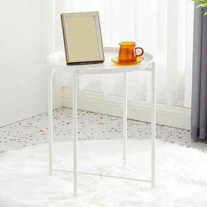 Mid-Century Modern Cross Legs Coffee Table with Round Top in Iron White Shelves Not Included Clearhalo 'Coffee & Accent Tables' 'Coffee Tables' 'coffee_tables' 'furn' 'furn_coffee_tables' 'Furniture' 'Living Room Furniture' 5469845