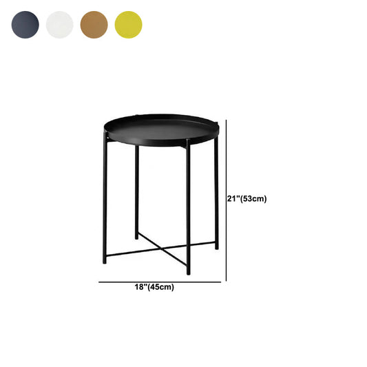 Mid-Century Modern Cross Legs Coffee Table with Round Top in Iron