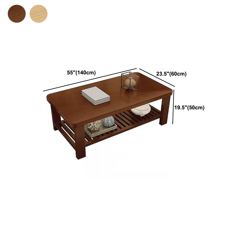 4 Legs Base Design Cocktail Table Wood/brown Pine with Storage Rack Coffee Table Clearhalo 'Coffee & Accent Tables' 'Coffee Tables' 'coffee_tables' 'furn' 'furn_coffee_tables' 'Furniture' 'Living Room Furniture' 5469858