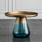 16.5"/20.4" Tall Glass Pedestal Metal Round Tray Top Coffee Table 24"L x 24"W x 16.5"H Blue Gold Clearhalo 'Coffee & Accent Tables' 'Coffee Tables' 'coffee_tables' 'furn' 'furn_coffee_tables' 'Furniture' 'Living Room Furniture' 5469935