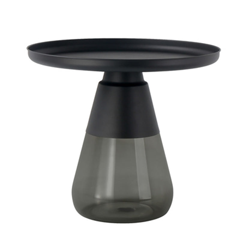 16.5"/20.4" Tall Glass Pedestal Metal Round Tray Top Coffee Table 20"L x 20"W x 20.5"H Gray Black Clearhalo 'Coffee & Accent Tables' 'Coffee Tables' 'coffee_tables' 'furn' 'furn_coffee_tables' 'Furniture' 'Living Room Furniture' 5469941