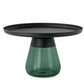 16.5"/20.4" Tall Glass Pedestal Metal Round Tray Top Coffee Table 24"L x 24"W x 16.5"H Green Black Clearhalo 'Coffee & Accent Tables' 'Coffee Tables' 'coffee_tables' 'furn' 'furn_coffee_tables' 'Furniture' 'Living Room Furniture' 5469946
