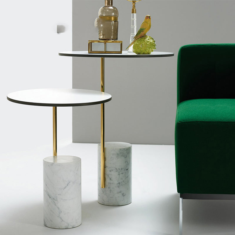 Contemporary Pedestal End Table Round Glass Top Side End Table