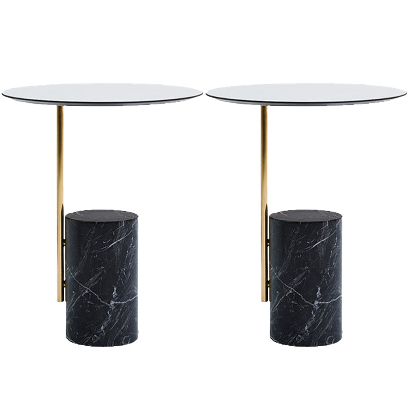 Contemporary Pedestal End Table Round Glass Top Side End Table
