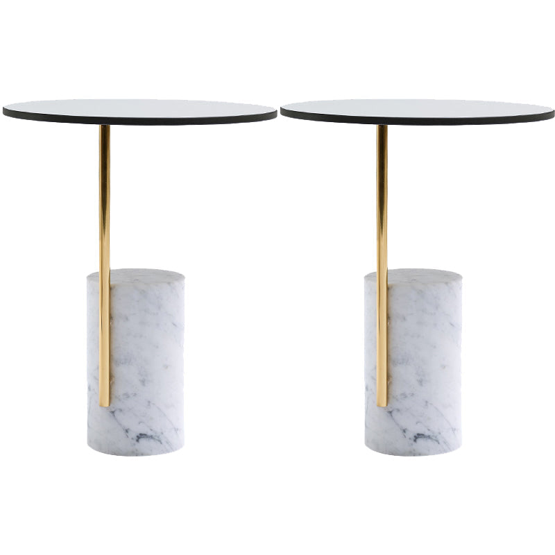 Contemporary Pedestal End Table Round Glass Top Side End Table