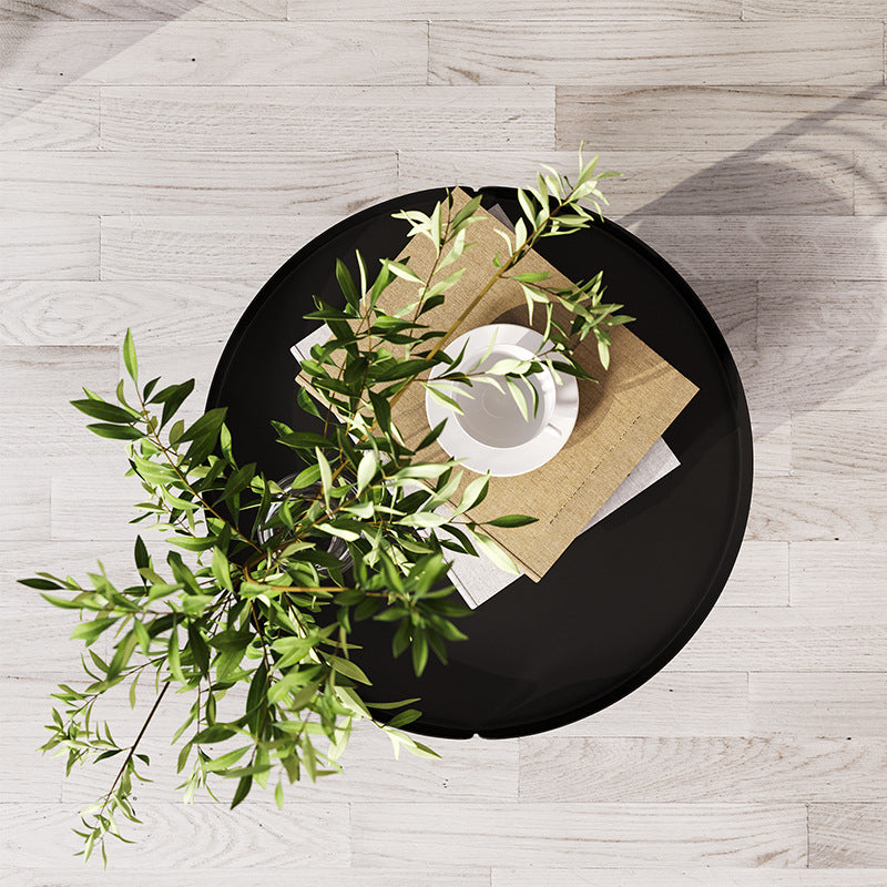 Mid-Century Metal Round Tray Top Side Table 21.6-inch 3 Legs End Table with Shelf