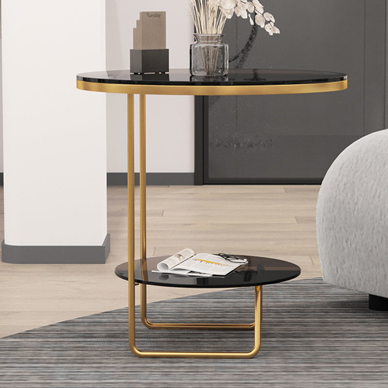 Scaffale per accento il divano in vetro e pietra rotondo e tavolo da tavolo incluso tavolo da estremità - Dia 19.69 "