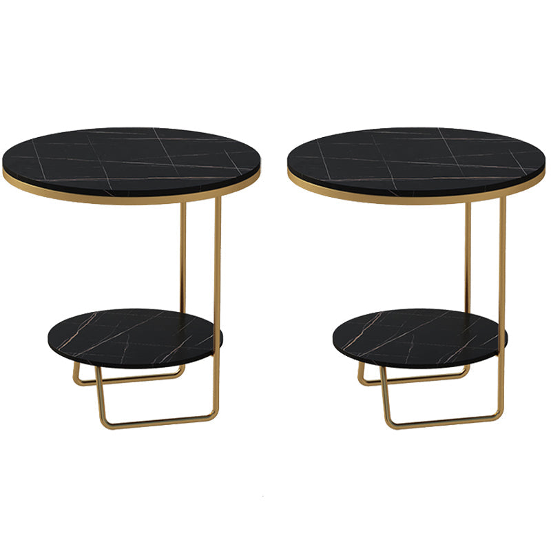 Scaffale per accento il divano in vetro e pietra rotondo e tavolo da tavolo incluso tavolo da estremità - Dia 19.69 "