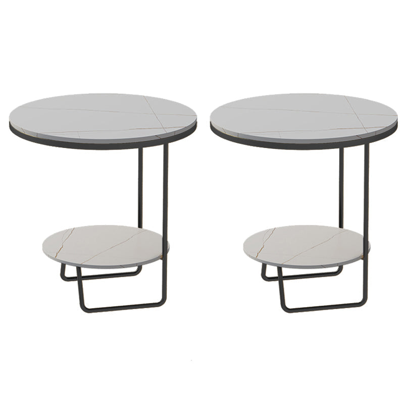 Scaffale per accento il divano in vetro e pietra rotondo e tavolo da tavolo incluso tavolo da estremità - Dia 19.69 "