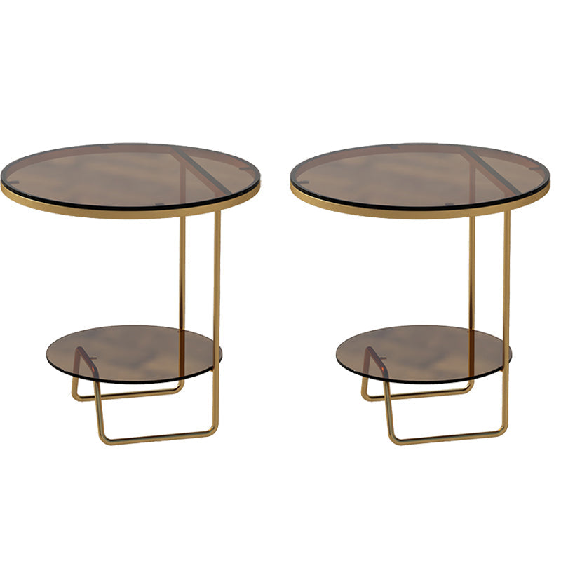 Scaffale per accento il divano in vetro e pietra rotondo e tavolo da tavolo incluso tavolo da estremità - Dia 19.69 "