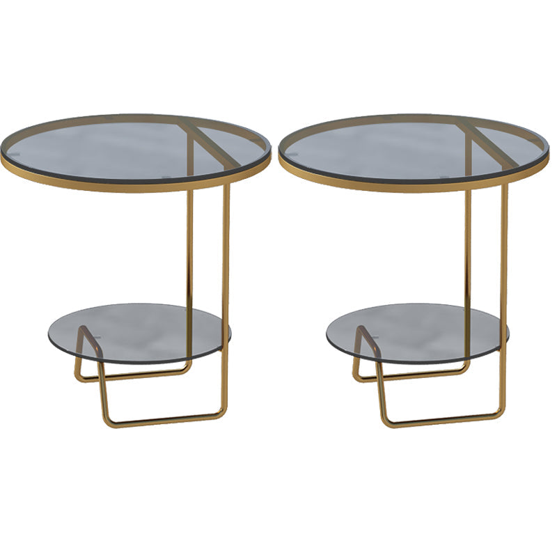 Scaffale per accento il divano in vetro e pietra rotondo e tavolo da tavolo incluso tavolo da estremità - Dia 19.69 "