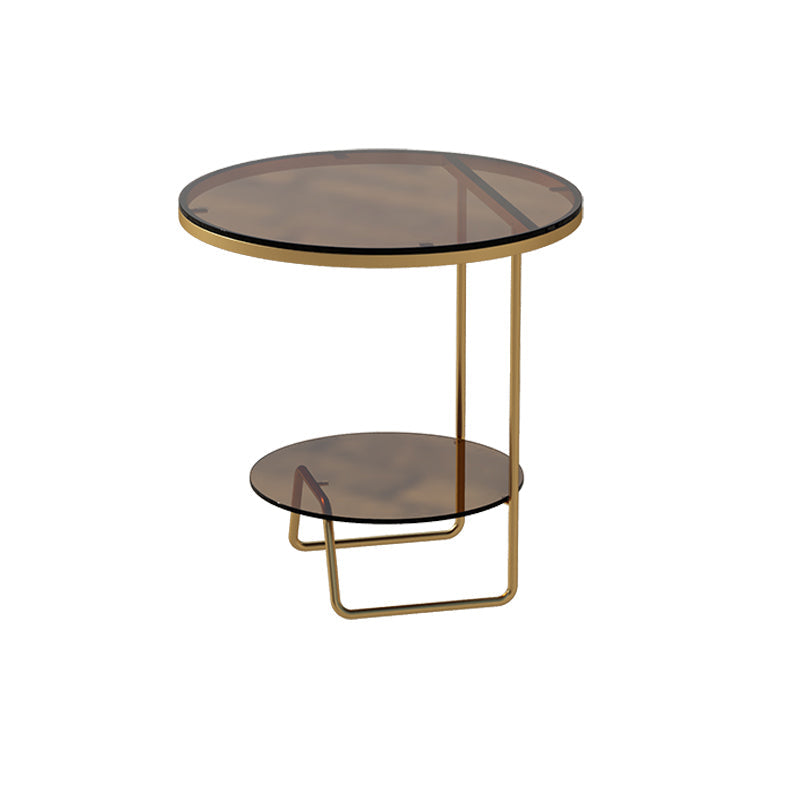 Scaffale per accento il divano in vetro e pietra rotondo e tavolo da tavolo incluso tavolo da estremità - Dia 19.69 "