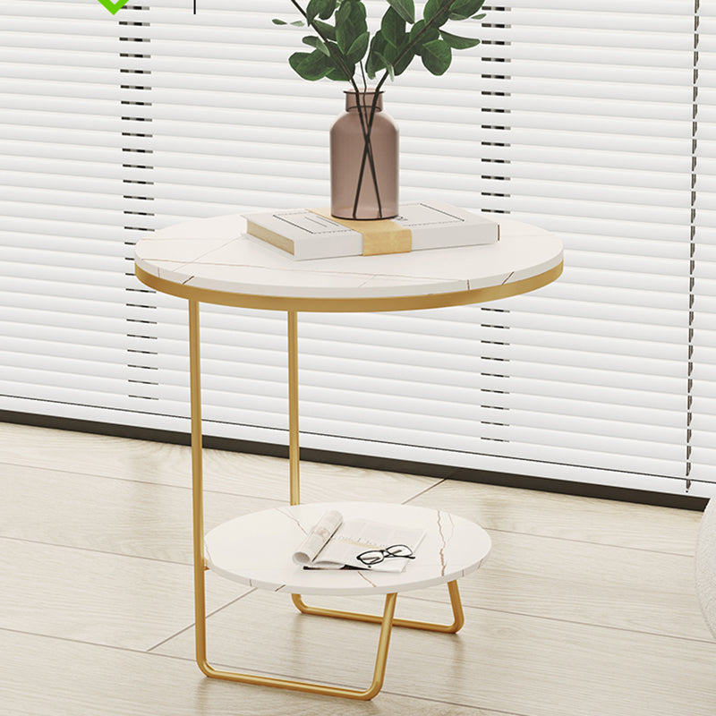 Scaffale per accento il divano in vetro e pietra rotondo e tavolo da tavolo incluso tavolo da estremità - Dia 19.69 "