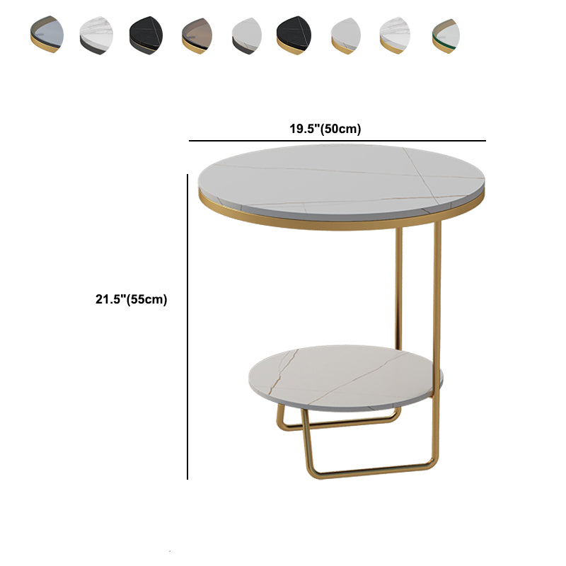 Scaffale per accento il divano in vetro e pietra rotondo e tavolo da tavolo incluso tavolo da estremità - Dia 19.69 "