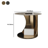 Tavolino contemporaneo di pietra rotonda in acciaio tavolino astratto