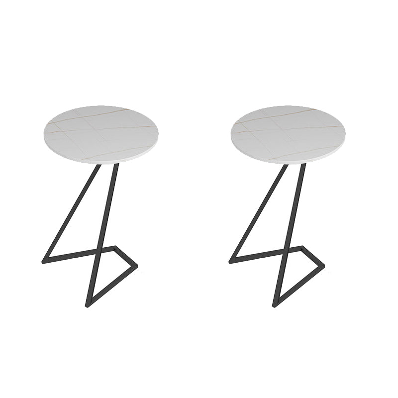 Contemporary Frame End Table Round Side End Table for Living Room Black White Gold 2 Clearhalo 'Coffee & Accent Tables' 'End & Side Tables' 'end_side_tables' 'furn' 'furn_end_side_tables' 'Furniture' 'Living Room Furniture' 5470292