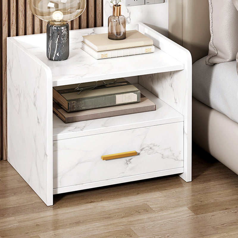 Houten nachtkastje met lade /16.5"20.8"tall nachtkastje in bruin / zwart / wit