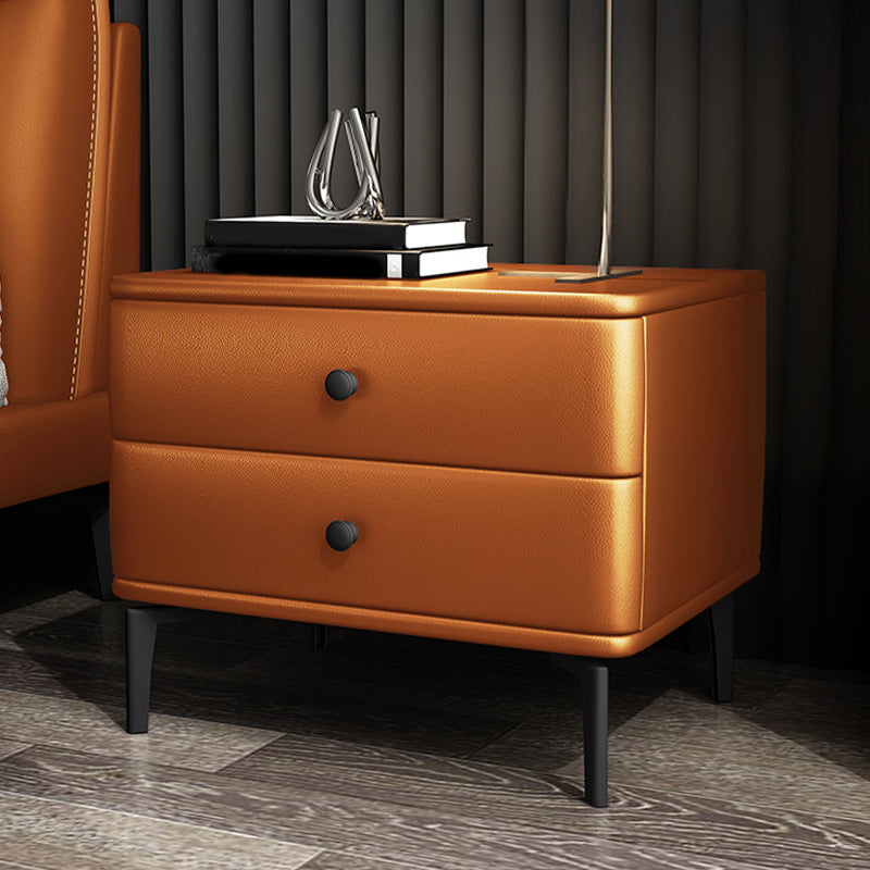 Kiefer Rahmen zwei Schubladen Leder mehrfarbige Wahl des schwarzen Tischfuß Nachttisch