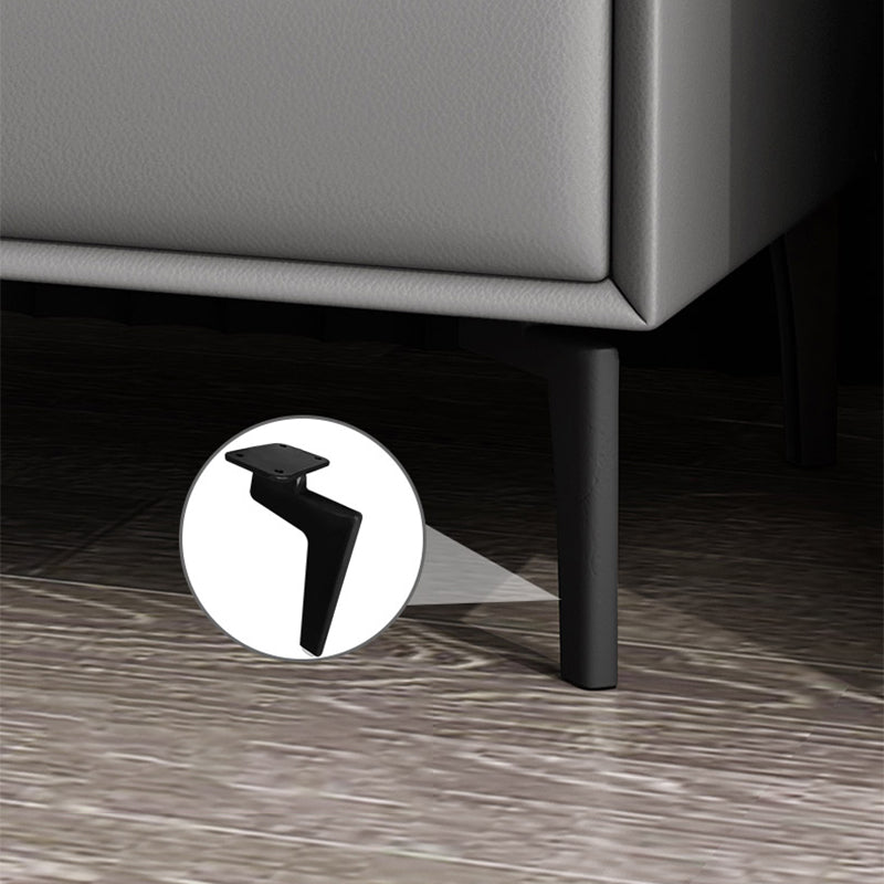 Dennenframe twee laden lederen veelkleurige keuze uit nachtkastje met zwarte tafel voeten