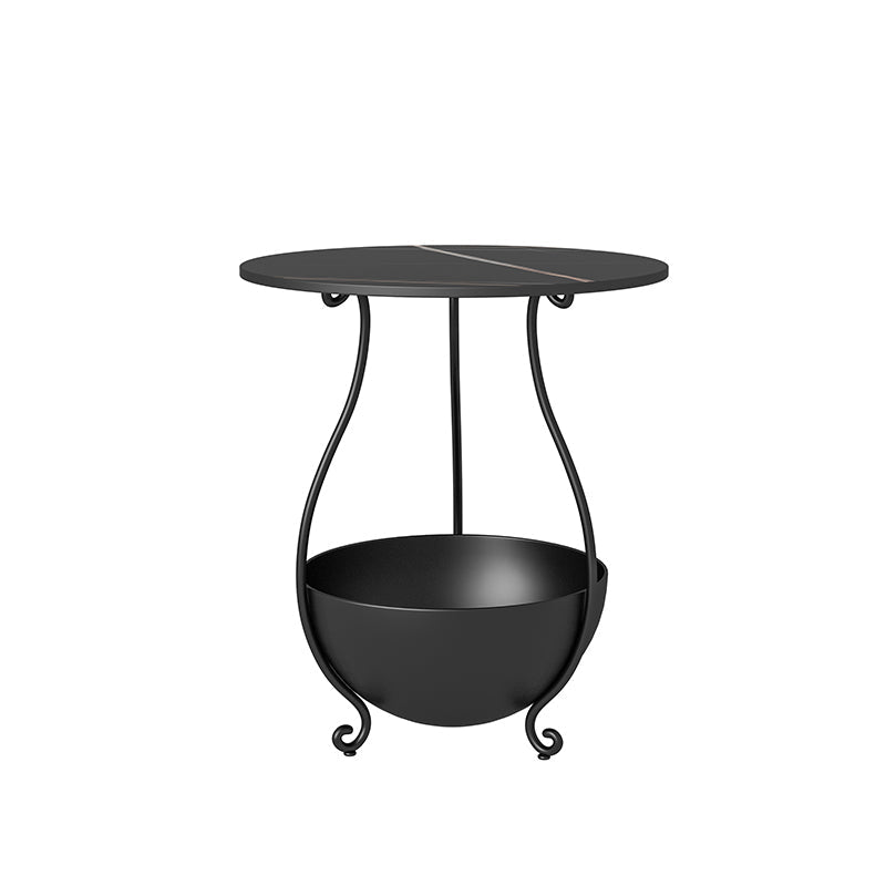 Table de nuit en métal table de nuit en pierre contemporaine avec étagères