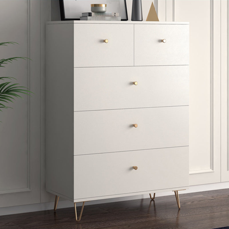 Accent contemporain blanc armoire d'accent rectangle avec tiroirs, résistant aux rayures