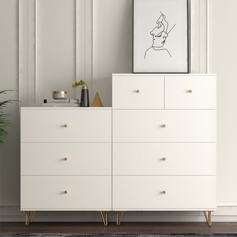 Accent contemporain blanc armoire d'accent rectangle avec tiroirs, résistant aux rayures