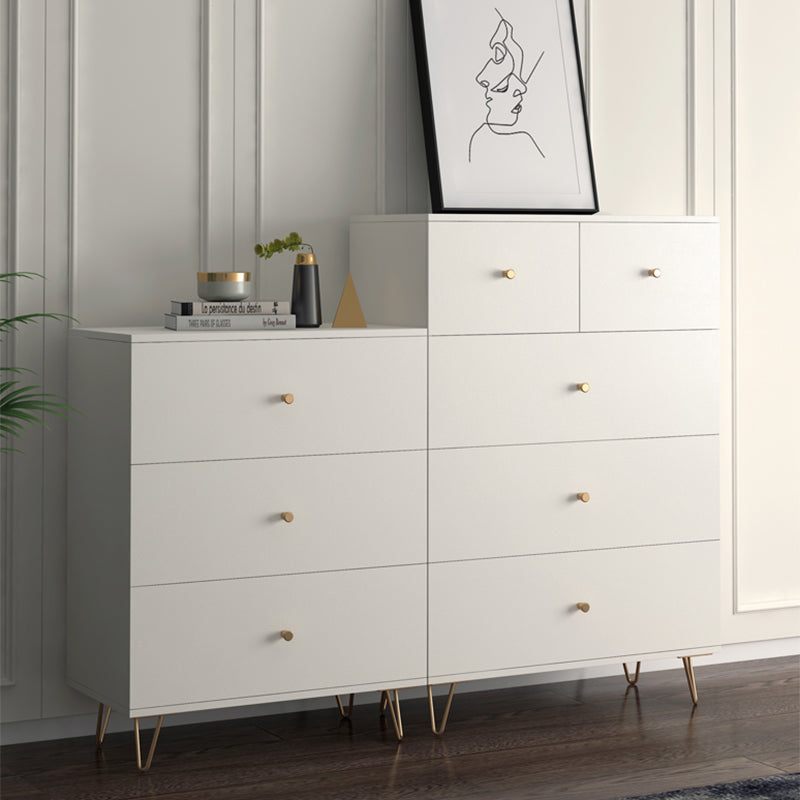 White Contemporary Accent Chest Rectangle Accent Cabinet with Drawers, Scratch Resistant