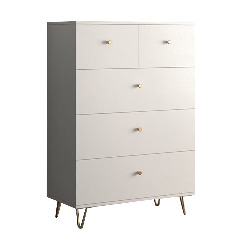 Accent contemporain blanc armoire d'accent rectangle avec tiroirs, résistant aux rayures