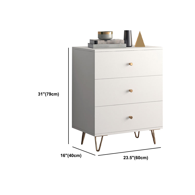 White Contemporary Accent Chest Rectangle Accent Cabinet with Drawers, Scratch Resistant