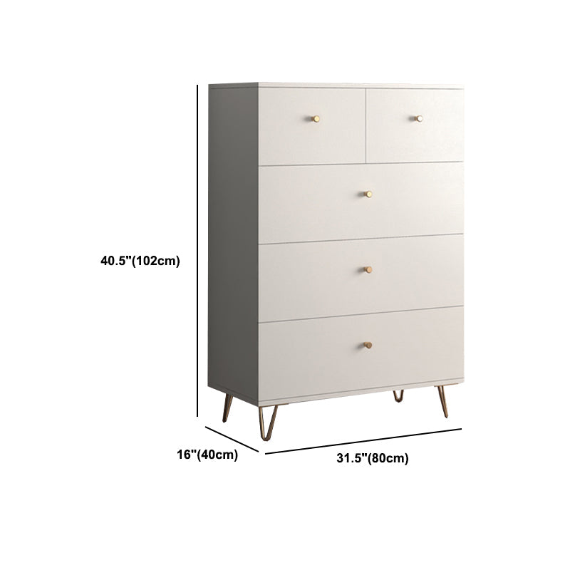Accent contemporain blanc armoire d'accent rectangle avec tiroirs, résistant aux rayures