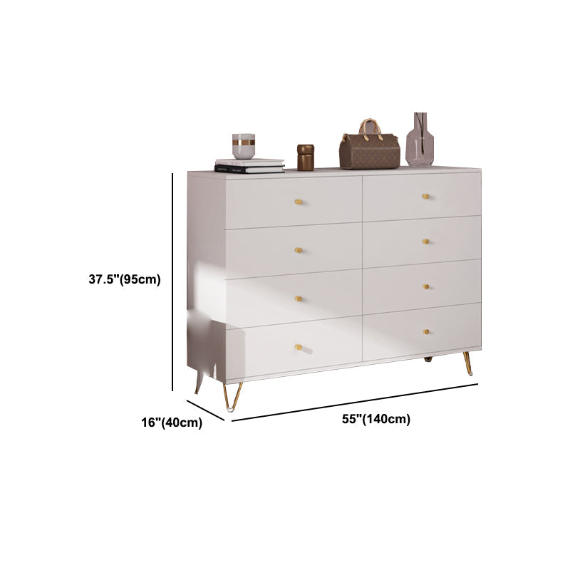 White Contemporary Accent Chest Rectangle Accent Cabinet with Drawers, Scratch Resistant