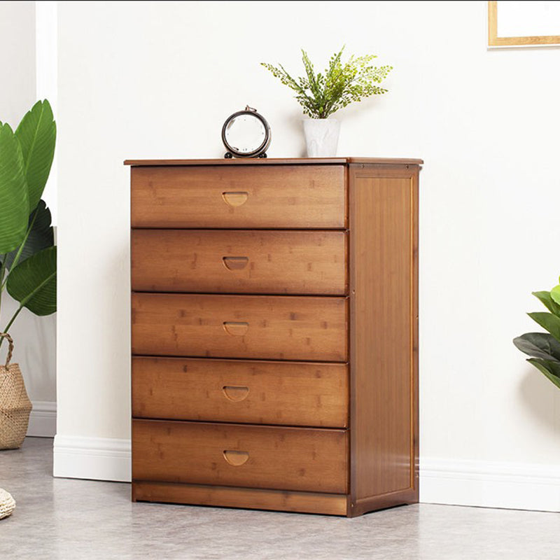 Contemporary Brown Accent Chest Rectangle Chest with Grooves Drawers