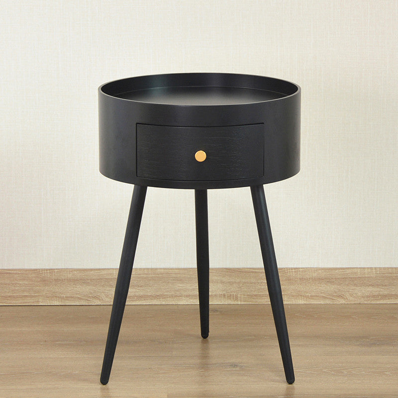 Contemporary Round Night Table with Drawer Metal Tripod Nightstand Black Clearhalo 'Bedroom Furniture' 'furn' 'furn_night_stand' 'Furniture' 'night_stand' 'Nightstands' 5470671