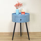 Contemporary Round Night Table with Drawer Metal Tripod Nightstand Navy Clearhalo 'Bedroom Furniture' 'furn' 'furn_night_stand' 'Furniture' 'night_stand' 'Nightstands' 5470677