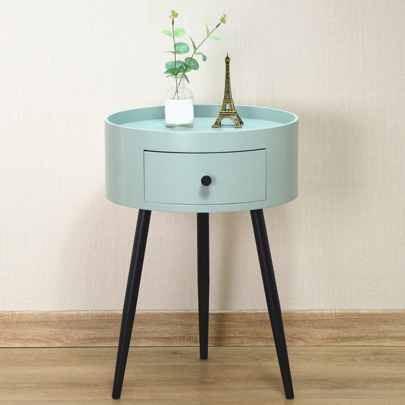 Contemporary Round Night Table with Drawer Metal Tripod Nightstand Green Clearhalo 'Bedroom Furniture' 'furn' 'furn_night_stand' 'Furniture' 'night_stand' 'Nightstands' 5470678