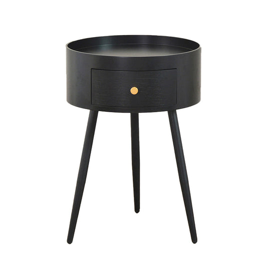 Contemporary Round Night Table with Drawer Metal Tripod Nightstand Clearhalo 'Bedroom Furniture' 'furn' 'furn_night_stand' 'Furniture' 'night_stand' 'Nightstands' 5470679