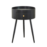 Contemporary Round Night Table with Drawer Metal Tripod Nightstand Clearhalo 'Bedroom Furniture' 'furn' 'furn_night_stand' 'Furniture' 'night_stand' 'Nightstands' 5470679