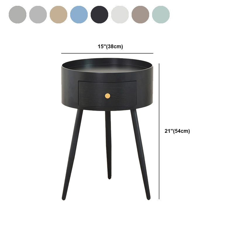 Contemporary Round Night Table with Drawer Metal Tripod Nightstand Clearhalo 'Bedroom Furniture' 'furn' 'furn_night_stand' 'Furniture' 'night_stand' 'Nightstands' 5470680