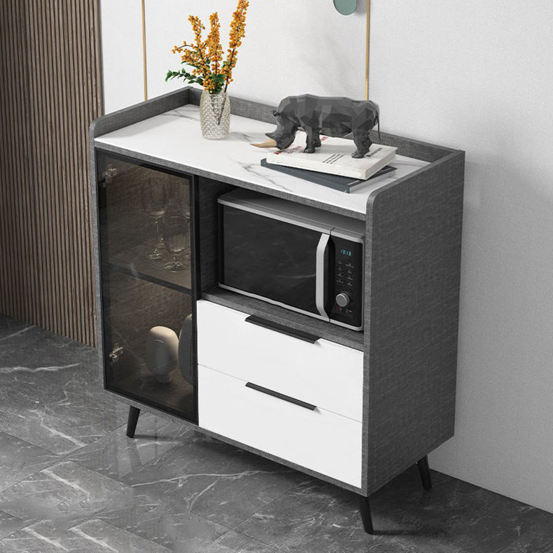 Rettangolo di archiviazione credenza mobile da cucina moderna con cassetti e porte senza lampada