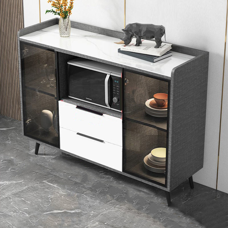 Rettangolo di archiviazione credenza mobile da cucina moderna con cassetti e porte senza lampada