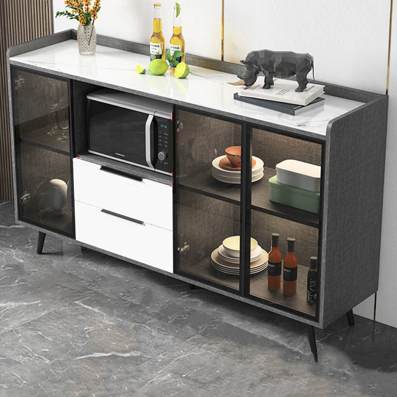 Rettangolo di archiviazione credenza mobile da cucina moderna con cassetti e porte senza lampada