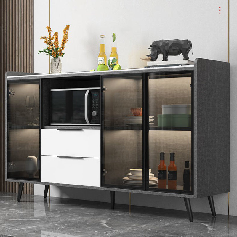 Rettangolo di archiviazione credenza mobile da cucina moderna con cassetti e porte senza lampada