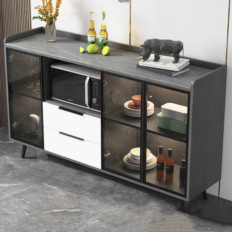 Rettangolo di archiviazione credenza mobile da cucina moderna con cassetti e porte senza lampada