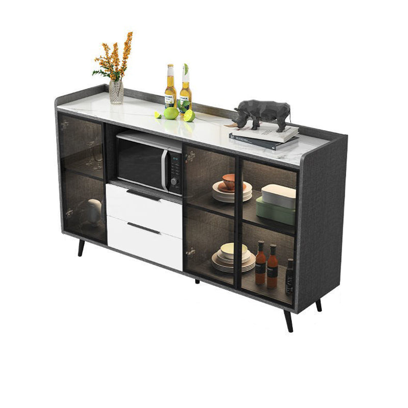 Rettangolo di archiviazione credenza mobile da cucina moderna con cassetti e porte senza lampada