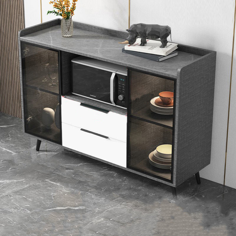 Rettangolo di archiviazione credenza mobile da cucina moderna con cassetti e porte senza lampada