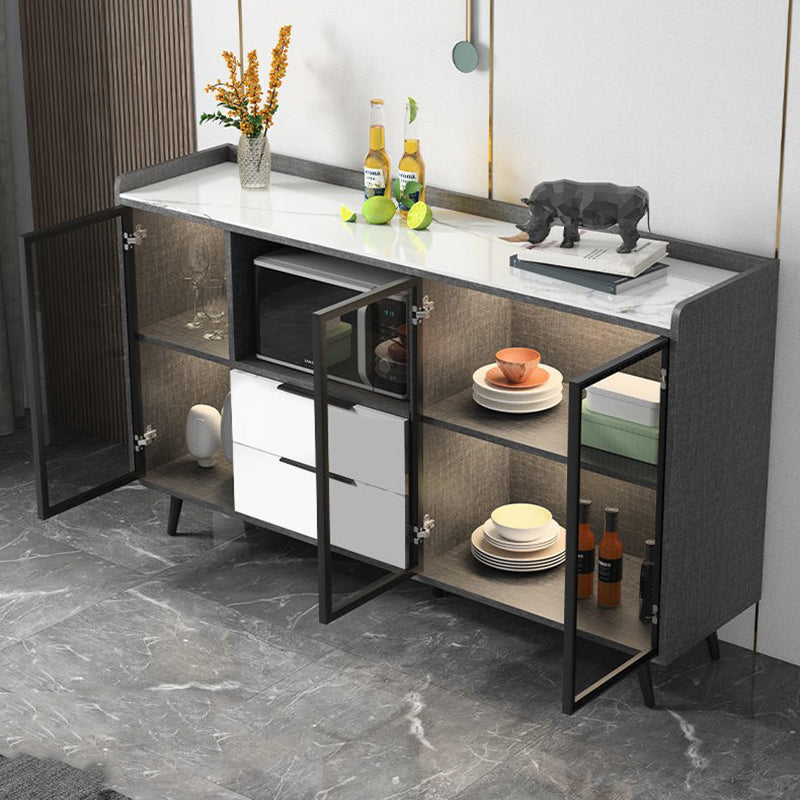 Rettangolo di archiviazione credenza mobile da cucina moderna con cassetti e porte senza lampada