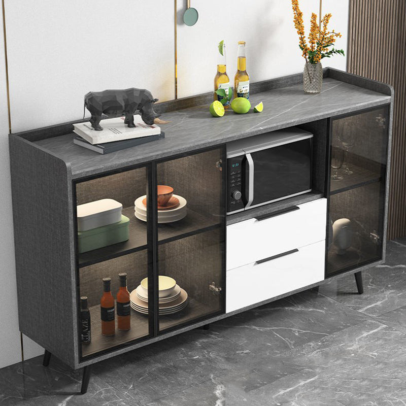 Rettangolo di archiviazione credenza mobile da cucina moderna con cassetti e porte senza lampada